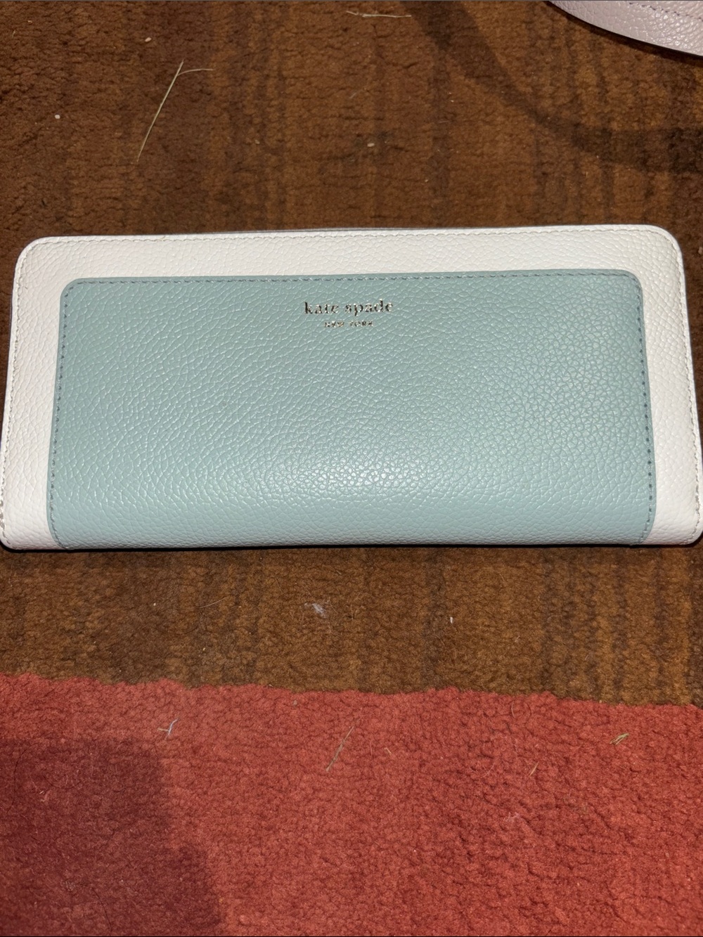 kate spade Two-Tone Mint and White Leather Continental Wallet